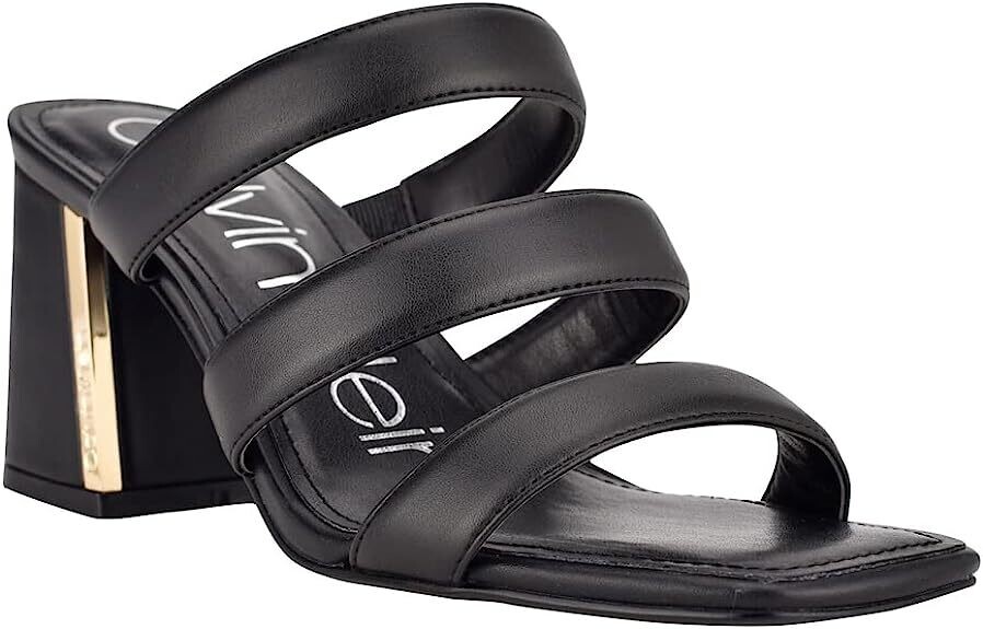 CK Hailee Leather Sandal-Black/Gold