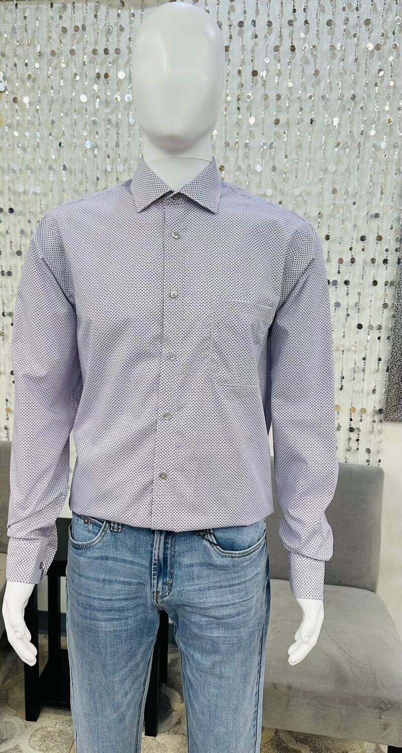 CK Regular Fit Dress Shirts-Purple Printed