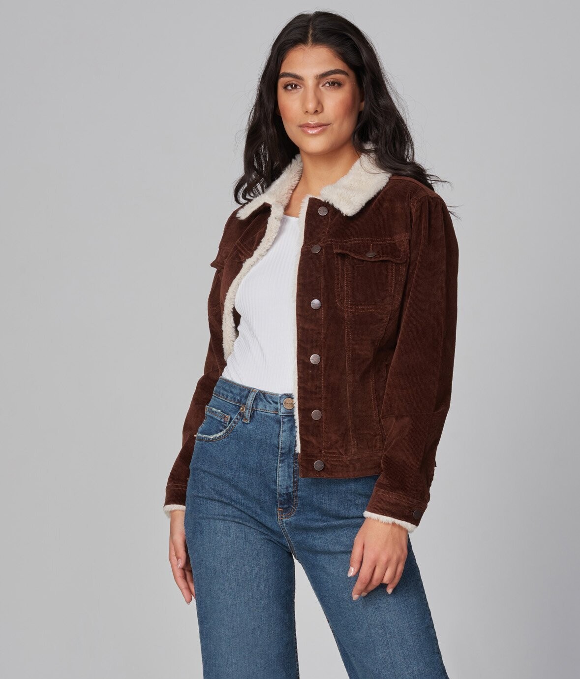 Sherpa Corduroy Classic Jacket-Chocolate