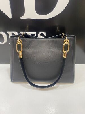 35H1G9TL9L MK Leather Shoulder Satchel-Black