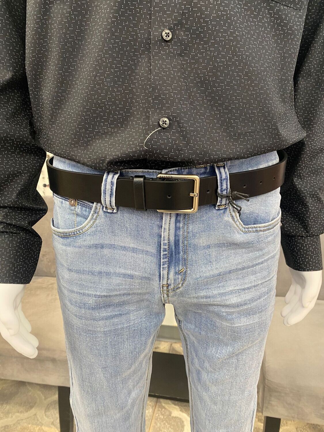02C012 Guess Leather Belt-Black