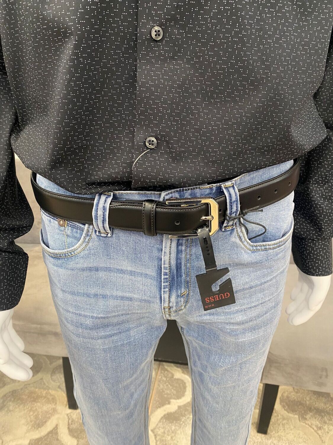01C012 Logo Buckle Belt-Black