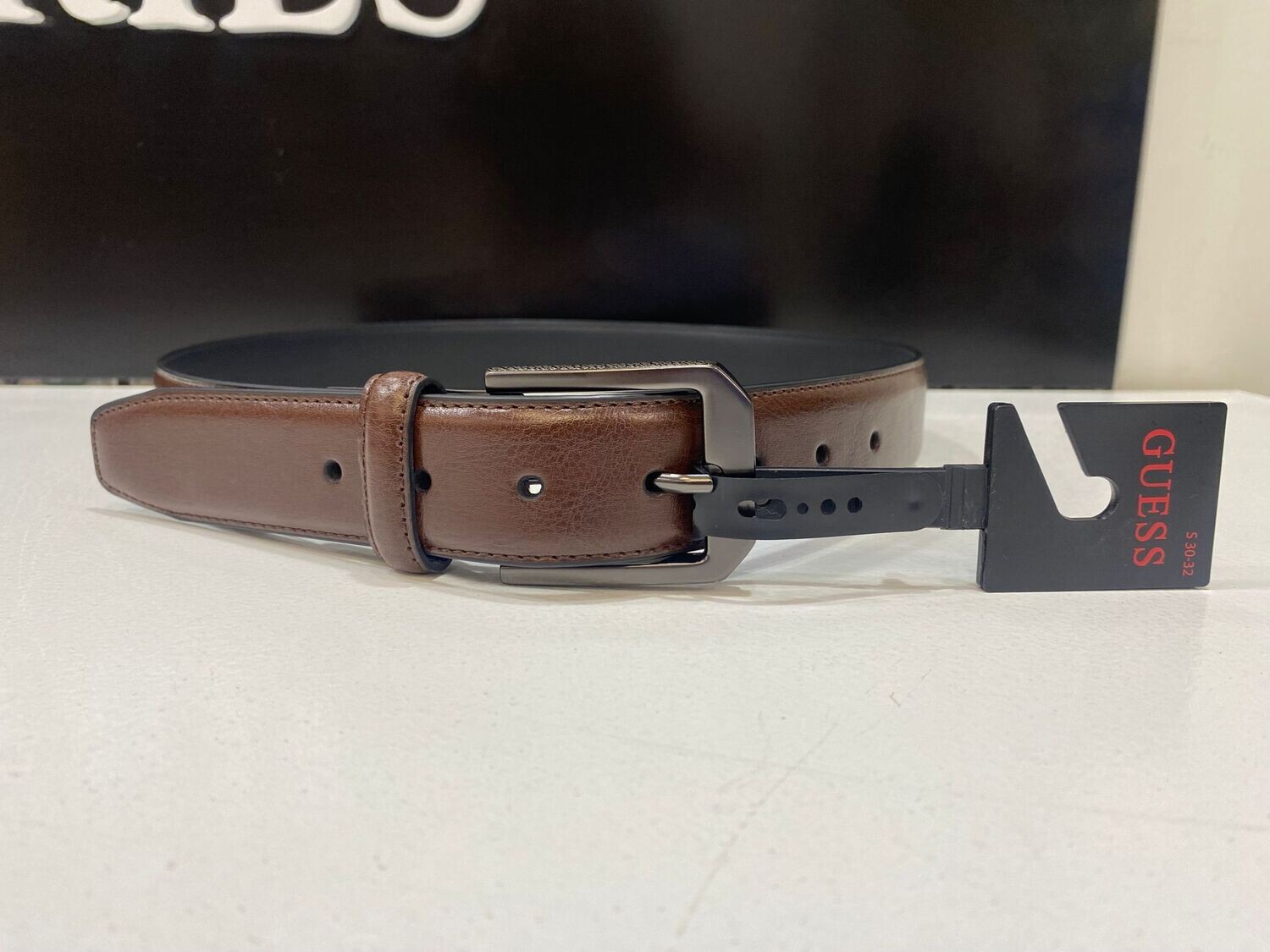 01C012 Logo Buckle Belt-Brown