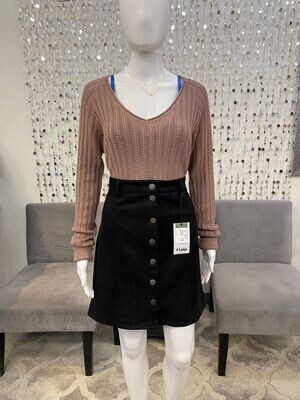 Simone Buttoned Skirt-Black
