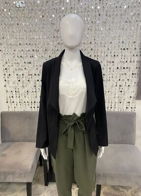 JT-15719 Drape Neck Blazer-Black