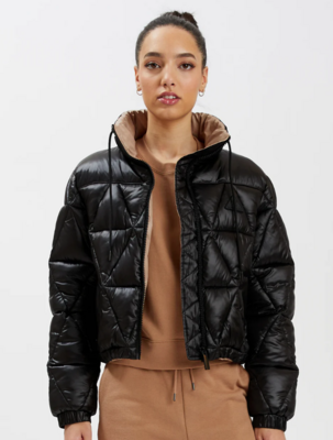 8168573 Crop Puffer Jacket-Black