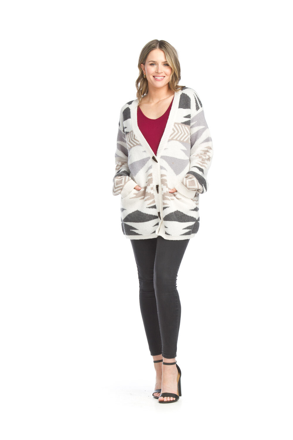JT-15743 Global Knit Cardigan W Pockets-Grey