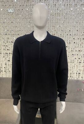 74MS212S Mens Knit Polo Shirt-Black