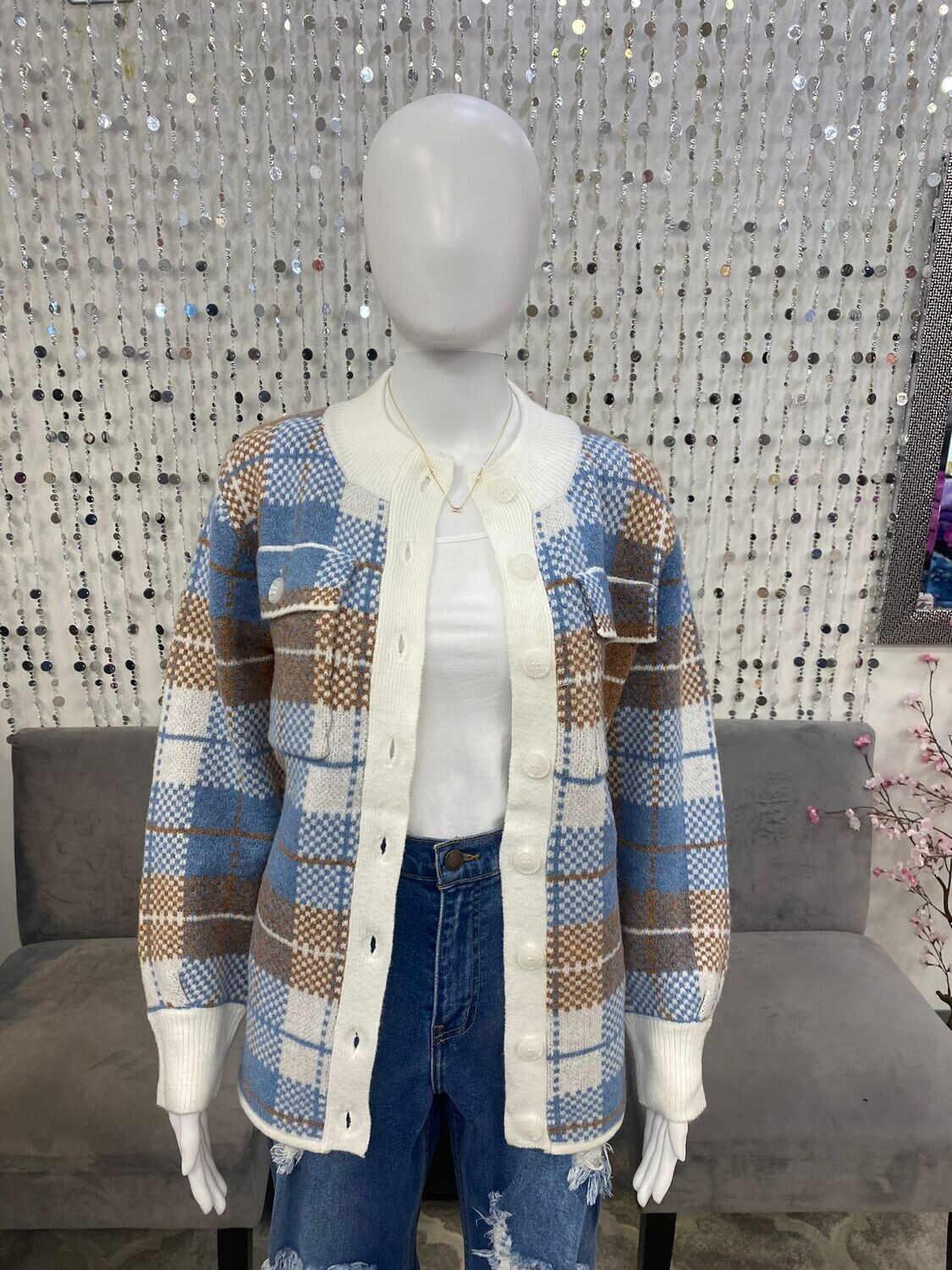 21258 Moffi Knit Cardigan-Tan Multi