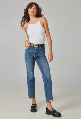 DENVER-DIS High Rise Straight Jeans-Dim Sky