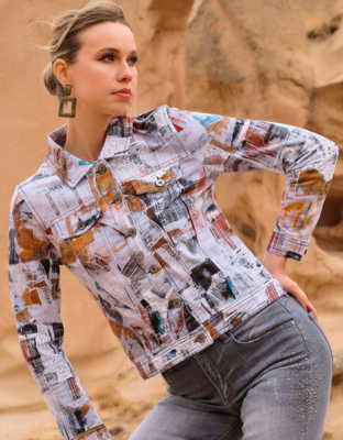 73638 Woven Stretch Jacket-White Multi