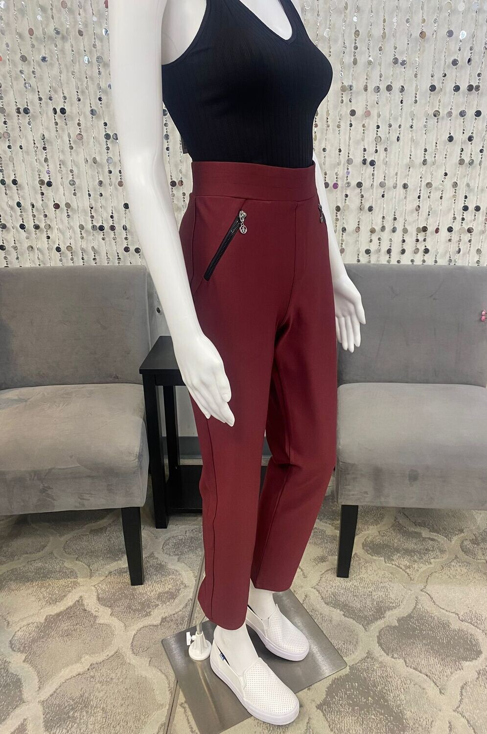 73422 Stretch Woven Pants-Bordeaux