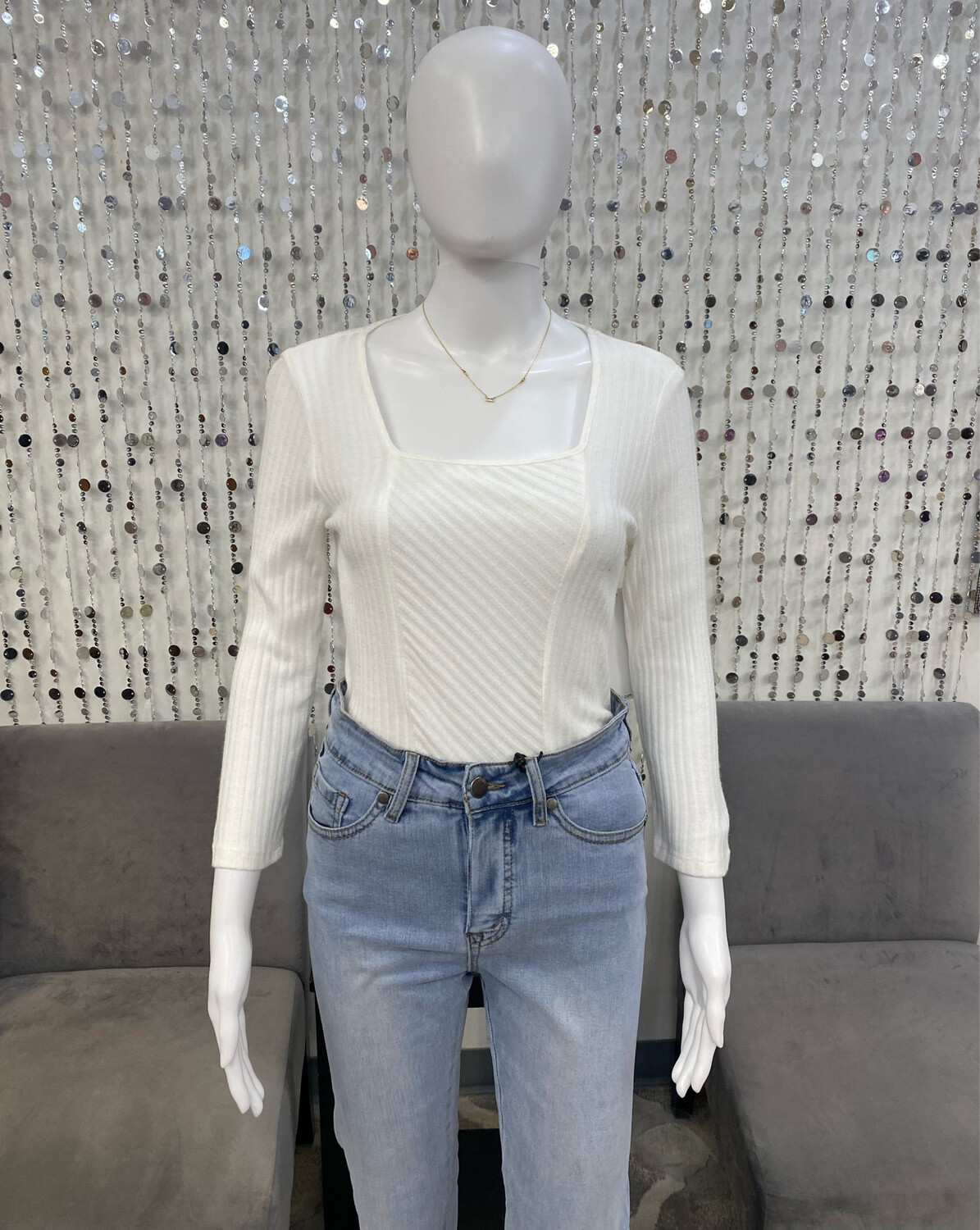 84971414 Square Neck Top-Ivory