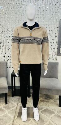 7168671 Chenille Mock Neck Sweater-Stone