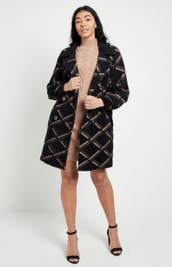 M034385 Anna Coat-Beige/Black