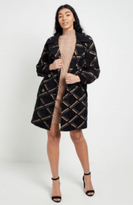 M034385 Anna Coat-Beige/Black