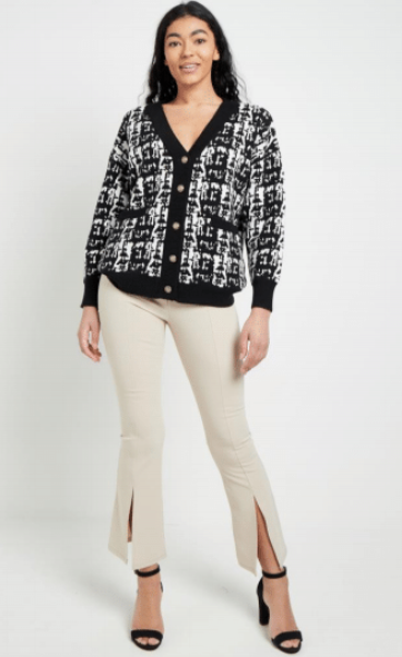 M034088 Jane Cardigan-Black/White