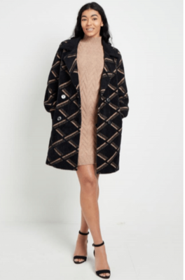 M034385 Anna Coat-Beige/Black