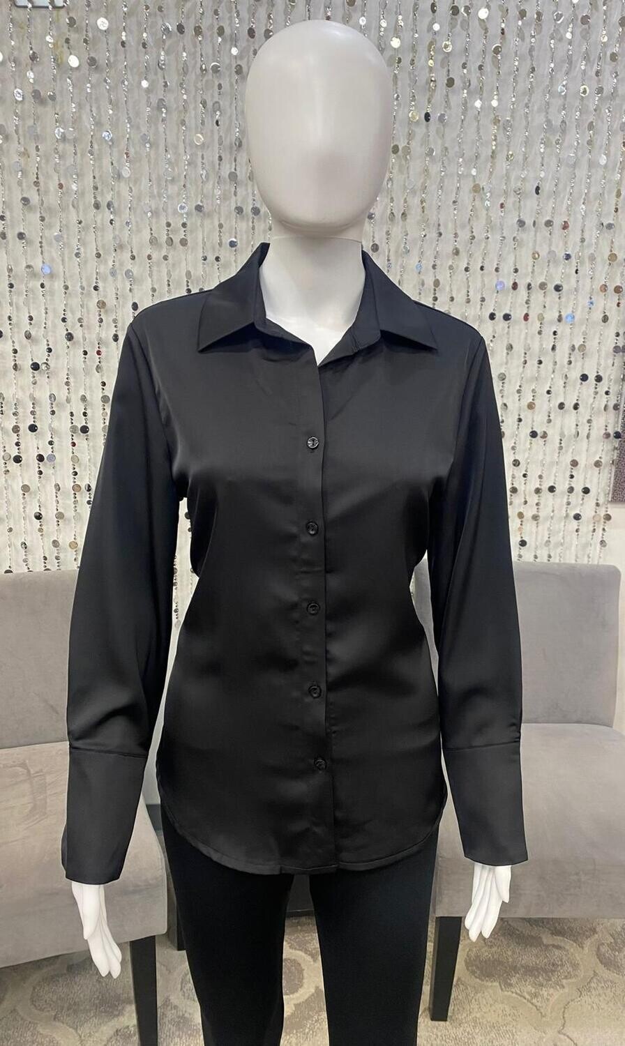 61084 Satin Shirt-Black