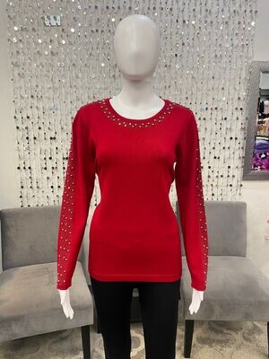 34369 Pearl Sweater-Red