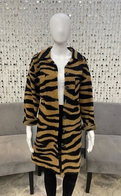 6562 Animal Print Woven Jacket-Brown