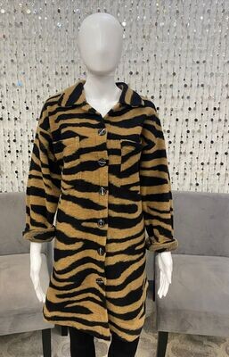 6562 Animal Print Woven Jacket-Brown