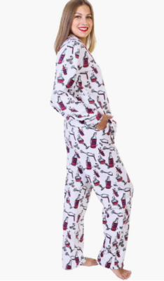 Bottle Cozy Fleece Notch Collar Pajama Set