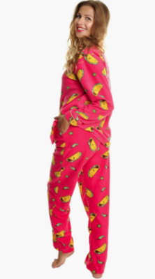 Taco Cozy Fleece Notch Collar Pajama Set