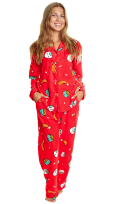 Sushi Cozy Fleece Notch Collar Pajama Set