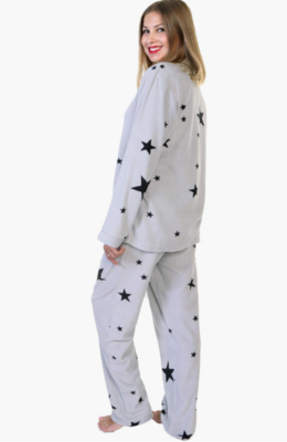 Grystar Cozy Fleece Notch Collar Pajama Set