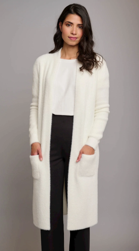 7002312 Gambler Long Cardigan-Snow White