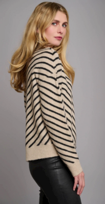 7002312 Kuna Mock Neck Sweater-Stone/Blk