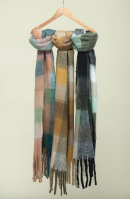 Supersoft Check Scarf- Yellow Multi
