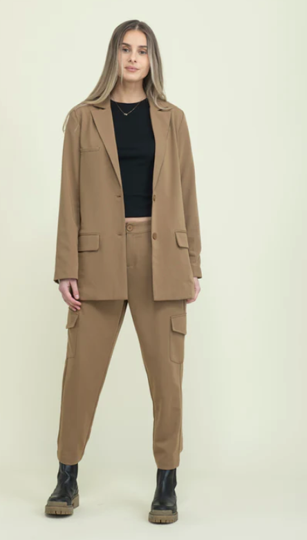 Emma Oversized Lined Blazer-Deep Caramel