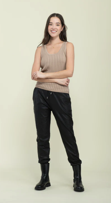 Jasmine Pointelle Tank-Taupe