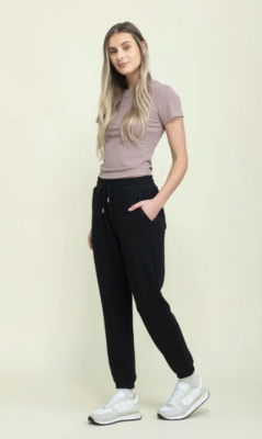 Laina Faux Leather Jogger-Black