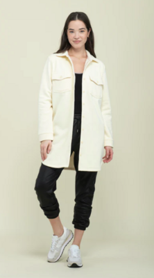 Jackie Cozy Fleece Button Up-Cream