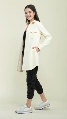 Jackie Cozy Fleece Button Up-Cream