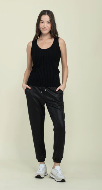 Jasmine Pointelle Tank-Black