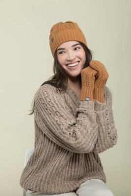 Vail Cabled Mitts-Golden Camel