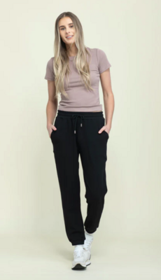 Laina Faux Leather Jogger-Black