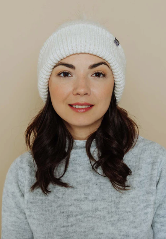 Snowflake Lined Rib Beanie-Oatmilk