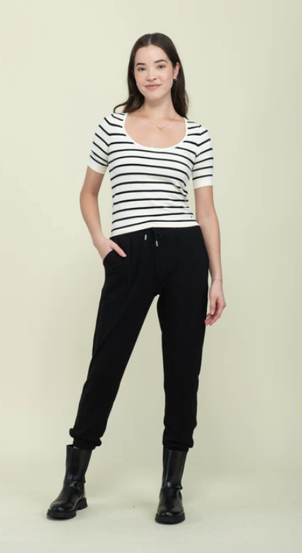 Taylor Scoop Neck Sweater Tee-Stripe