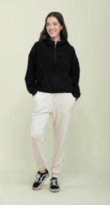Quinn Fleece Half Zip Pullover-Black