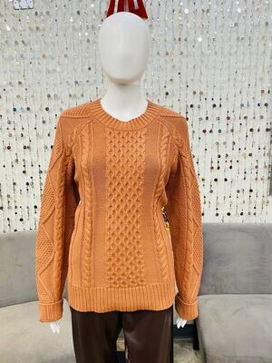 Willow Cabled Raglan Pullover-Terracotta