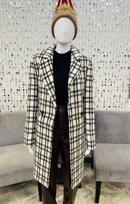 7002310 Jakke Double Breasted Coat-Natural Check