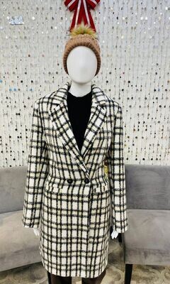 7002310 Jakke Double Breasted Coat-Natural Check