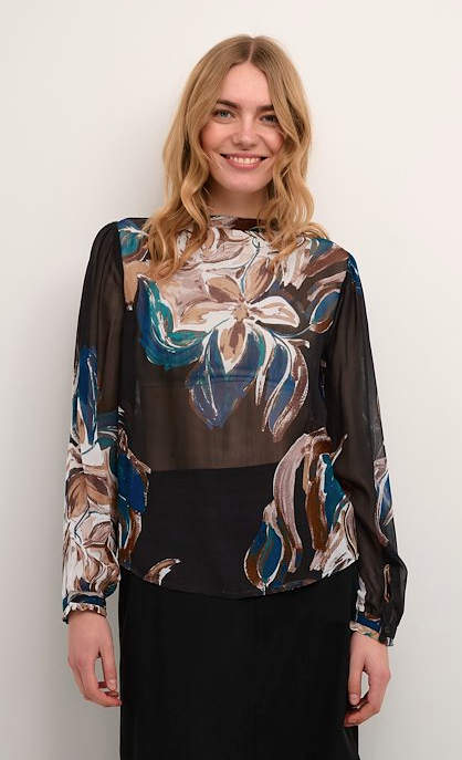 Jasmina Blouse-Aqural Print Black