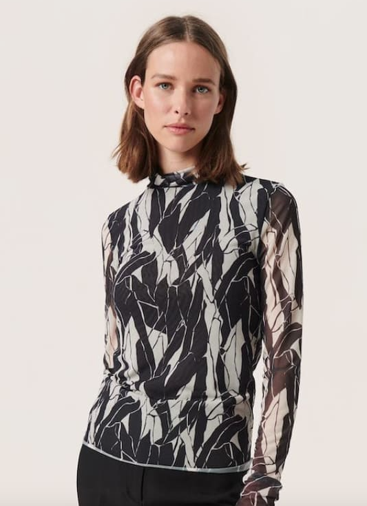 30405500 Aldora Mockneck-Black/White