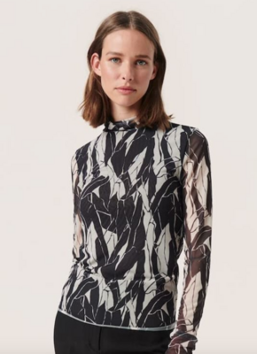 30405500 Aldora Mockneck-Black/White